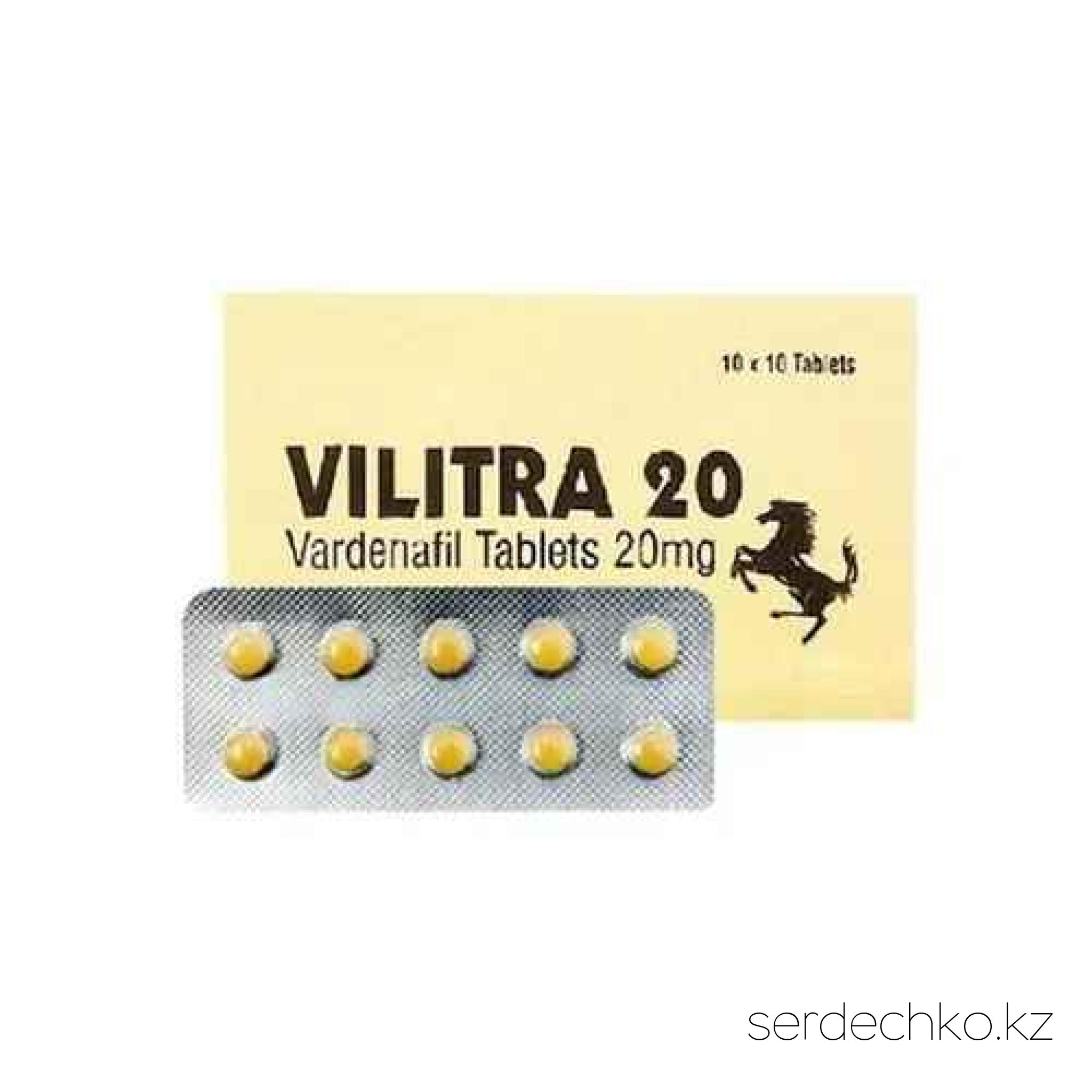 Vilitra 20 мг, 
	Левитра 20 мг – уникальный препарат, в составе которого есть действующее вещество Варденафил 20 мг в одной таблетке. Благодаря этому данный химический состав рекомендуется к использованию при борьбе с эректильной дисфункцией. По принципу действия препарат схож с Виагрой, но все же отличается от нее более эффективным и быстрым воздействием на проблему.

	
		Принцип действия


	Дженерик Vilitra 20 относится к ингибиторам и действует довольно просто: эрекция наступает за счет расслабления гладких мышц полового органа и обеспечения максимального притока крови к нему.

	Основное действующее вещество, которое находится в составе добавки, не оказывает абсолютно никакого негативного влияния на здоровье мужчин, не вызывает привыканий и побочных эффектов, а также не затрагивает качество сперматозоидом и их нормальную жизнеспособность.

	
		Показания к применению


	Вилитра имеет ряд показаний и рекомендуется к применению в следующих случаях:

	
		эректильная дисфункция (частичное проявление или же полное отсутствие эрекции);
	
		преждевременная эякуляция;
	
		нестабильная, неуверенная, слабая мужская сила;
	
		нарушение потенции по причине сильных стрессов, усталости (в т.ч. хронической).


	
		Преимущества


	Помимо быстрого, эффективного и безопасного воздействия на мужскую проблему, данный дженерик имеет еще несколько преимуществ:

	высокая совместимость с любой пищей (жирная, мучная, острая пища, а также алкоголь)

	
		быстрота действия (эффект виден уже через 20-30 минут);
	
		длительность действия – 8 часов;
	
		эффективнее и доступнее Виагры;
	
		нет определенного курса лечения (можно принимать по необходимости).


	
		Способ применения и дозировка


	Перед приемом важно понимать, что максимальный эффект после приема препарата наступает только при наличии достаточного уровня сексуальной стимуляции.

	Принимать препарат необходимо не чаще 1 раза в сутки 1таблетку за 40-60 минут до полового контакта, независимо от приёма пищи. Эффективность и переносимость состава зависит от индивидуальных особенностей организма, а также если очень слабая эрекция, если есть избыточный вес от 100 кг. Отталкиваясь от этого, суточная доза может быть увеличена до 40 мг (2 таблетки) 
