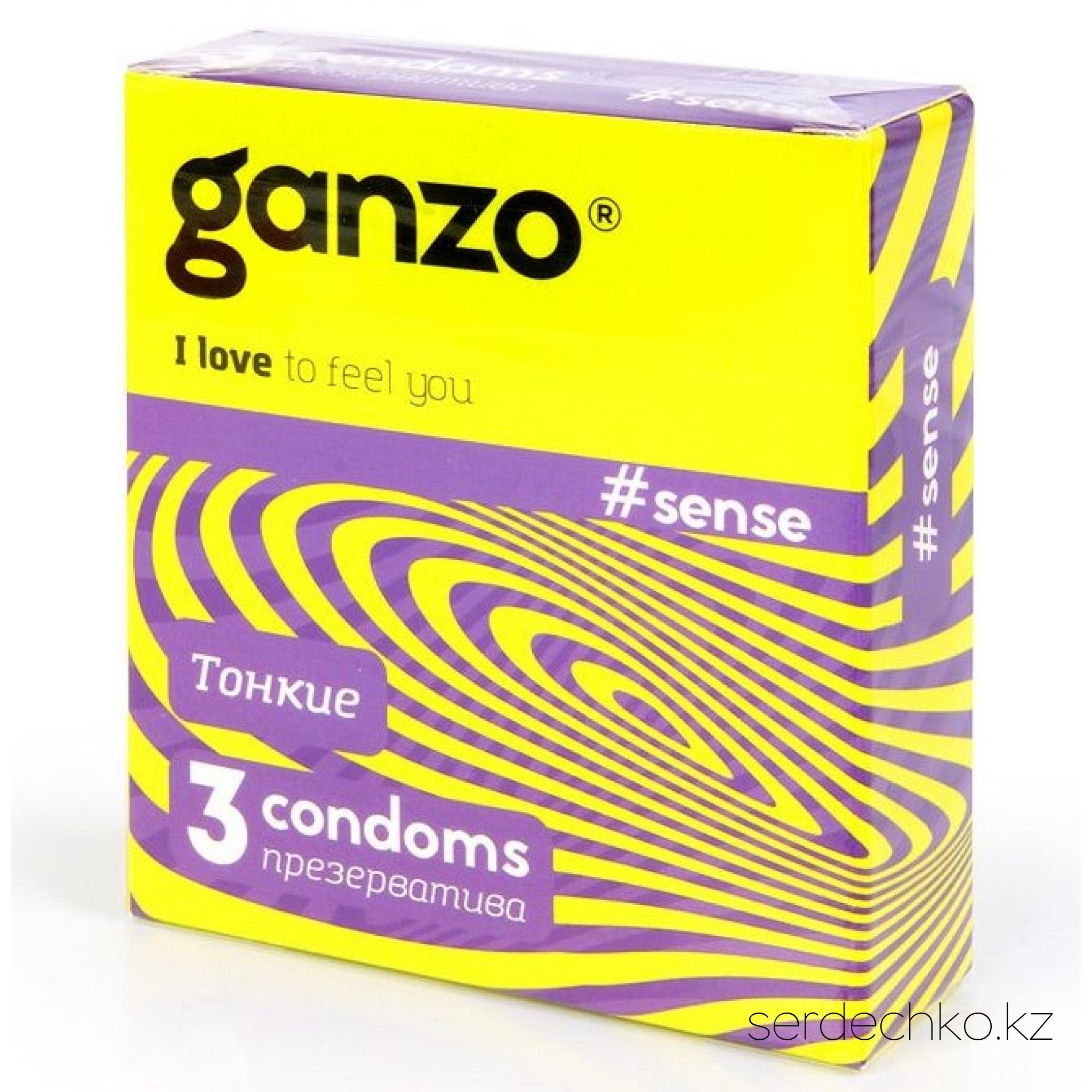 ПРЕЗЕРВАТИВЫ GANZO SENSE №3 (тонкие), 
	Не все мужчины любят секс с презервативом. “А что здесь любить? Это как цветы в противогазе нюхать, а потом рассказывать об их тонком аромате…” — делятся своими переживаниями мужчины. Вот как раз для таких тонко чувствующих мужчин и были созданы презервативы Ganzo Sense. Их тонкая стенка, всего 0,05 мм в толщину, позволяет насладиться каждым прикосновением и испытать всю прелесть естественных ощущений!

	Ganzo – презервативный бренд родом из Великобритании, сочетающие в себе качество и доступную стоимость. Все презервативы проходят через 5-ступенчатую систему тестирования электроникой. Натуральный латекс премиального качества и гипоаллергенная смазка на силиконовой основе в составе обеспечат гладкое скольжение во время фрикций. Обязательная сертификация подтверждает качество и безопасность продукции Ganzo
