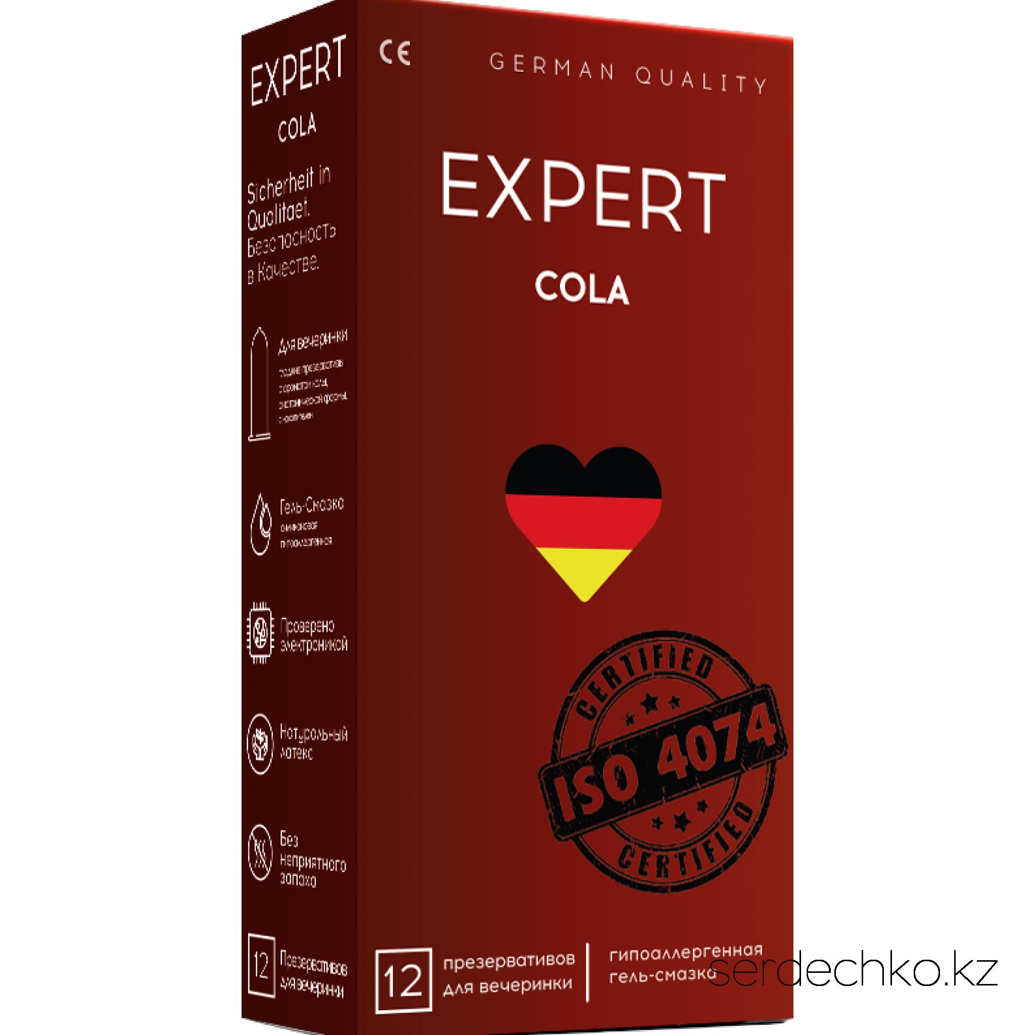 ПРЕЗЕРВАТИВЫ EXPERT COLA № 12 (С АРОМАТОМ КОЛЫ), 12 штук, 
	Cola - Гладкие латексные презервативы,  обработанные силиконовой смазкой с ароматом  колы.
