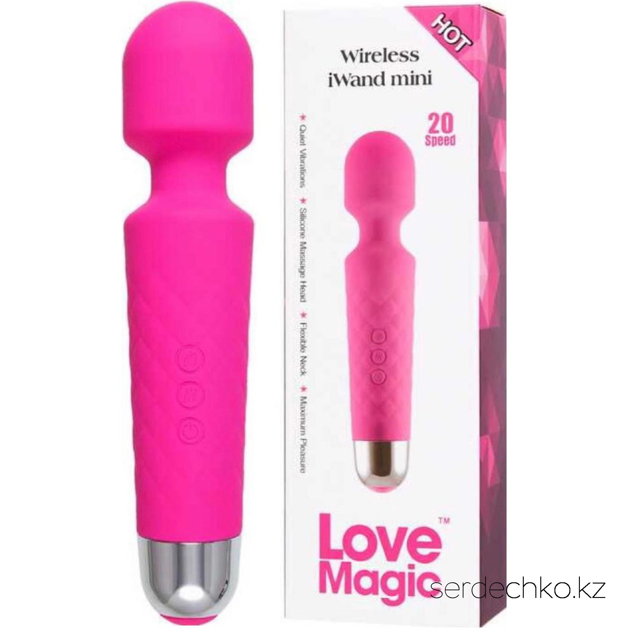 Вибромассажер Love Magic, беспроводной, силикон, розовый, 
	Популярный вибромассажер Love Magic яркого розового цвета станет незаменимым спутником для каждой девушки. Знаменитый вибромассажер, напоминающий микрофон, имеет гладкое шелковистое покрытие - силикон высокого качества, такой нежный и абсолютно безопасный.

	Подвижная головка гнется под углом на 270 градусов, что значительно расширяет область применения игрушки - каждый изгиб тела получит непревзойденную вибрацию и глубокое расслабление.

	Мощный мотор имеет 8 интенсивностей и 20 паттернов вибрации для нежной или сверх-проникающей стимуляции даже самых чувствительных интимных зон.

	Беспроводная конструкция позволяет пользоваться девайсом в любом месте, не привязываясь к розеткам и удлинителям. Емкости аккумулятора хватает на 2 часа беспрерывной работы, а заряжается он от USB.

	Легкий массаж в душе или жаркие ласки в спальне - никто не узнает чем вы занимаетесь наедине со своими желаниями, ведь вибромассажер водонепроницаемый и негромкий.

	Компактный размер и легкий вес массажера для расслабления и сексуального наслаждения позволяет играть как в одиночку, так и в паре, стимулируя абсолютно любые части тела.

	
		
			Материал: силикон
	
	
		
			Длина: 20 см
	
	
		
			Диаметр головки: 3,94 см
	
	
		
			Время работы: 2 часа
	
	
		
			Время зарядки: 90 минут
	
	
		
			Вес: 310 гр
	


