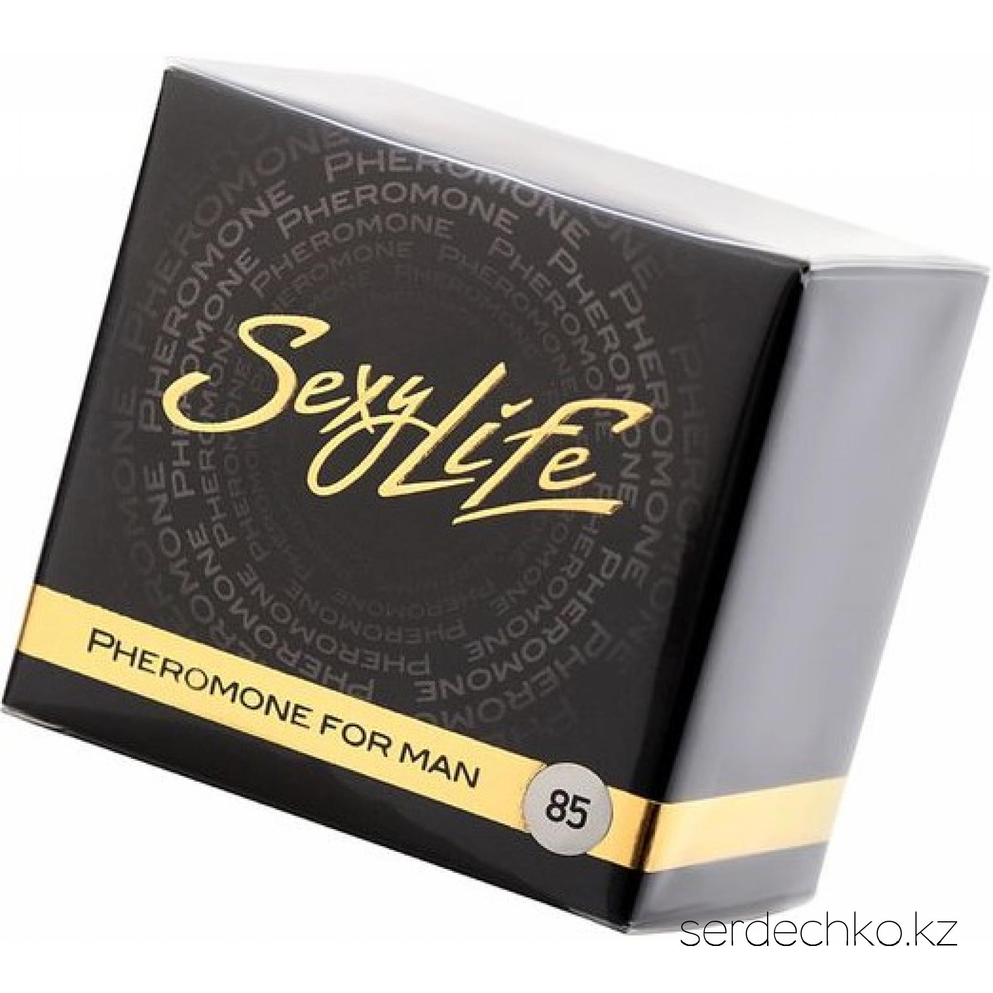 Феромон Sexy Life концентрат 85% мужские, 5 мл, 
	Pheromone 85 for man Лучшее средство для привлечения внимания противоположного пола и гармонизации межличностных отношений. Состав: Andropherine (синтетич. феромон), пропиленгликоль. Содержит среднюю концентрацию активных компонентов. Не содержит спирт. Применение: Нанести небольшое количество (1 каплю) на область шеи и запястья.
