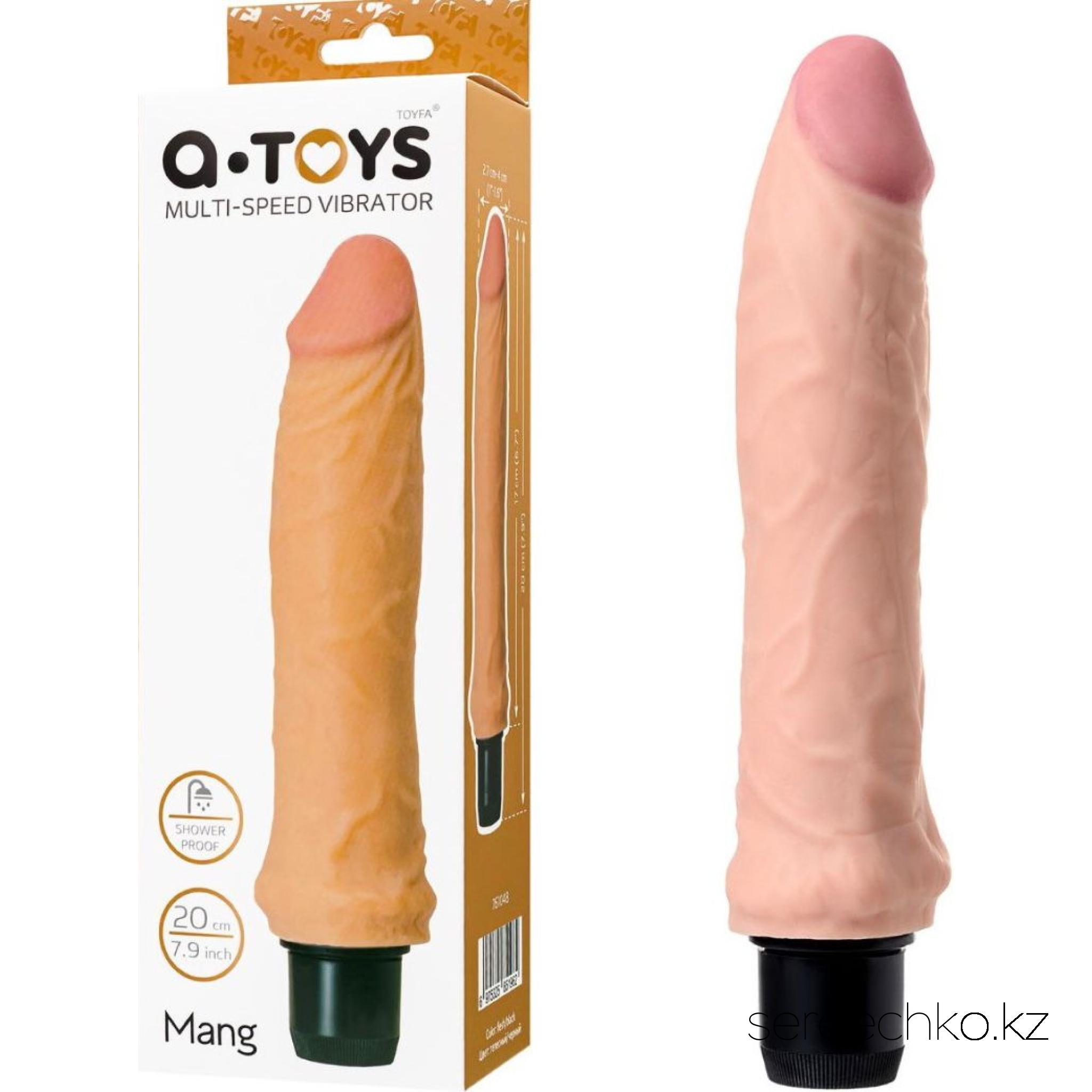 Реалистичный вибратор TOYFA A-Toys Mang, TPE, телесный, 20 см, 
	Оригинальный по своей форме вибратор со слегка заостренной головкой порадует свою обладательницу классическим размером, весьма ощутимой рельефной поверхностью, твердым стержнем и упругим материалом. Ко всем достоинствам можно добавить мультискоростную вибрацию и простоту регулирования интенсивности ласкающих волн. Доступная классика, которая должна быть в арсенале секс-игрушек, и без которой обычный сексуальный ужин рискует стать пресным. Рабочая длина 17 см.
