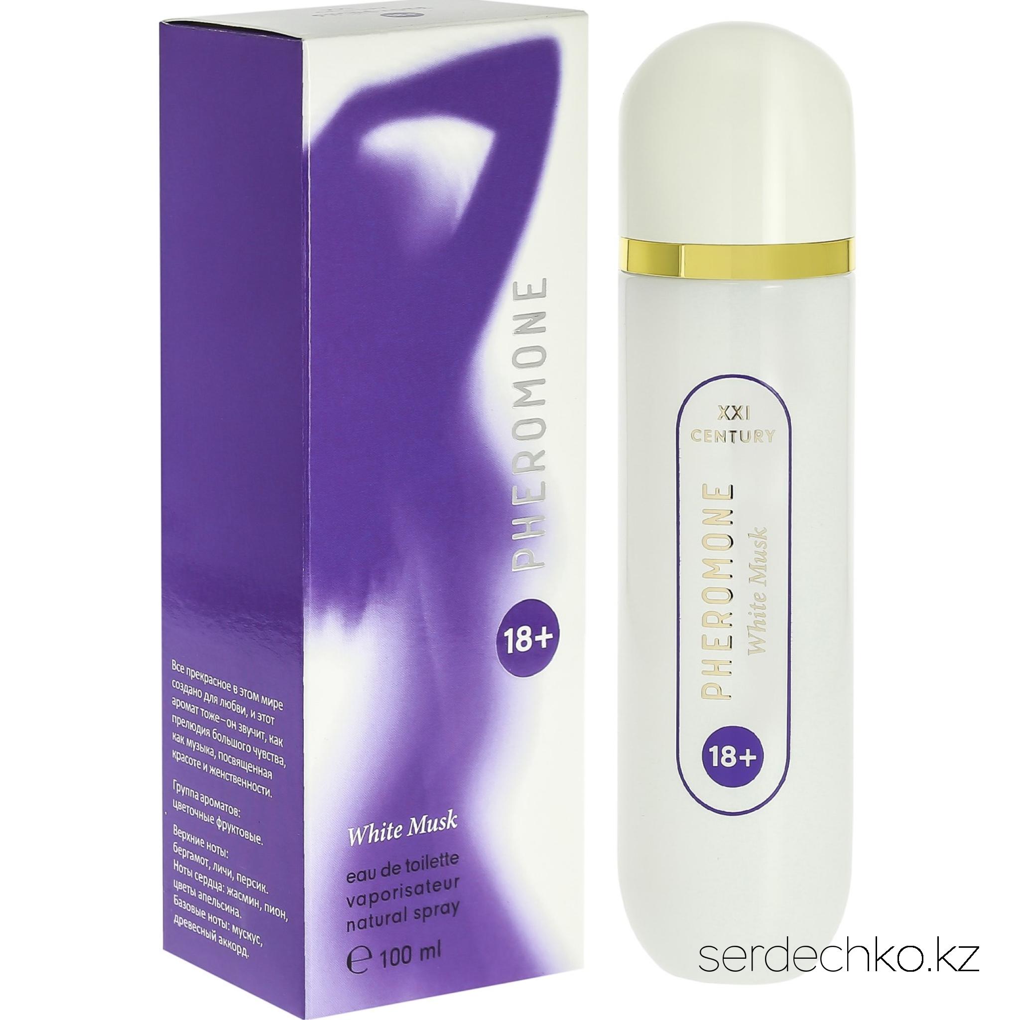 Женская туалетная вода PHEROMONE White Musk с феромонами, 100 мл, 
	Феромоны обладают силой притягательного магнетизма - властного, всепоглощающего, жгучего, как накаленные до взрыва нервы и обостренные инстинкты, когда нужно назад, но остановиться невозможно.
	Все прекрасное в этом мире создано для любви, и этот аромат тоже - он звучит, как прелюдия большого чувства, как музыка, посвященная красоте и женственности.

	Начальная нота: бергамот, личи, персик

	Нота сердца: жасмин, пион, цветы апельсина

	Нота шлейфа: мускус, древесные ноты

	Семейство: цветочные, фруктовые, мускусные
