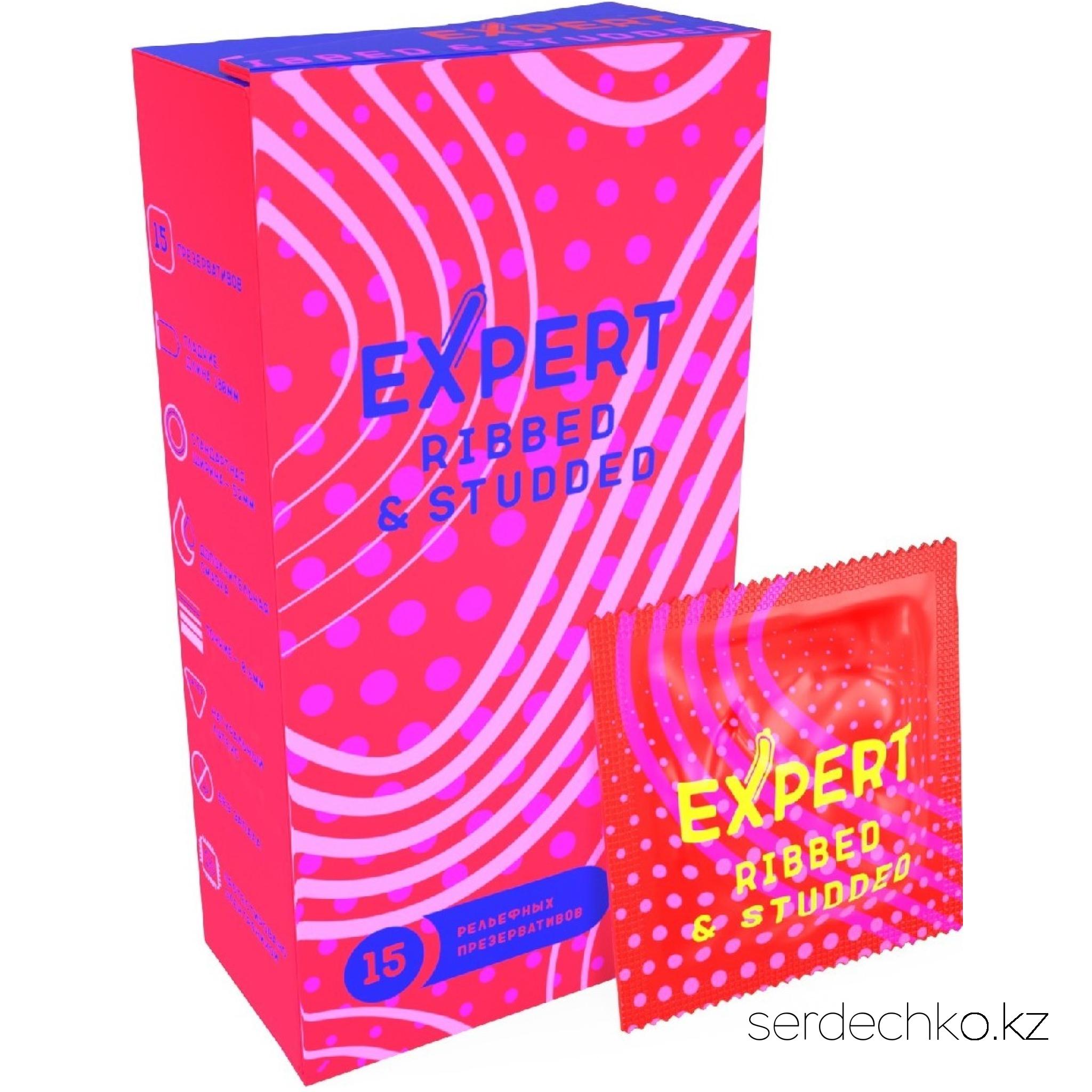 ПРЕЗЕРВАТИВЫ EXPERT RIBBED&STUDDED № 15 (РЕБРИСТО-ТОЧЕЧНЫЕ) NEW, 15 штук, 
	Презерватив – защитное средство от множества патогенных микробов и наиболее эффективный контрацептив, который должен быть всегда под рукой! Ведь никогда не знаешь, где он может пригодиться – на свидании, в ночном клубе, в гостях…
	Представляем вашему вниманию оригинальные презервативы EXPERT, которые обеспечат безопасность и внесут разнообразие в интимную жизнь. Контрацептивы легко надеваются на половой орган мужчины или фаллоимитатор. Их рельефная поверхность подарит дополнительные приятные ощущения.
	Презервативы изготовлены из латекса. Подходят для использования с секс-игрушками.
	Для большего комфорта совместно с презервативом рекомендуется применять лубриканты на водной основе. 
