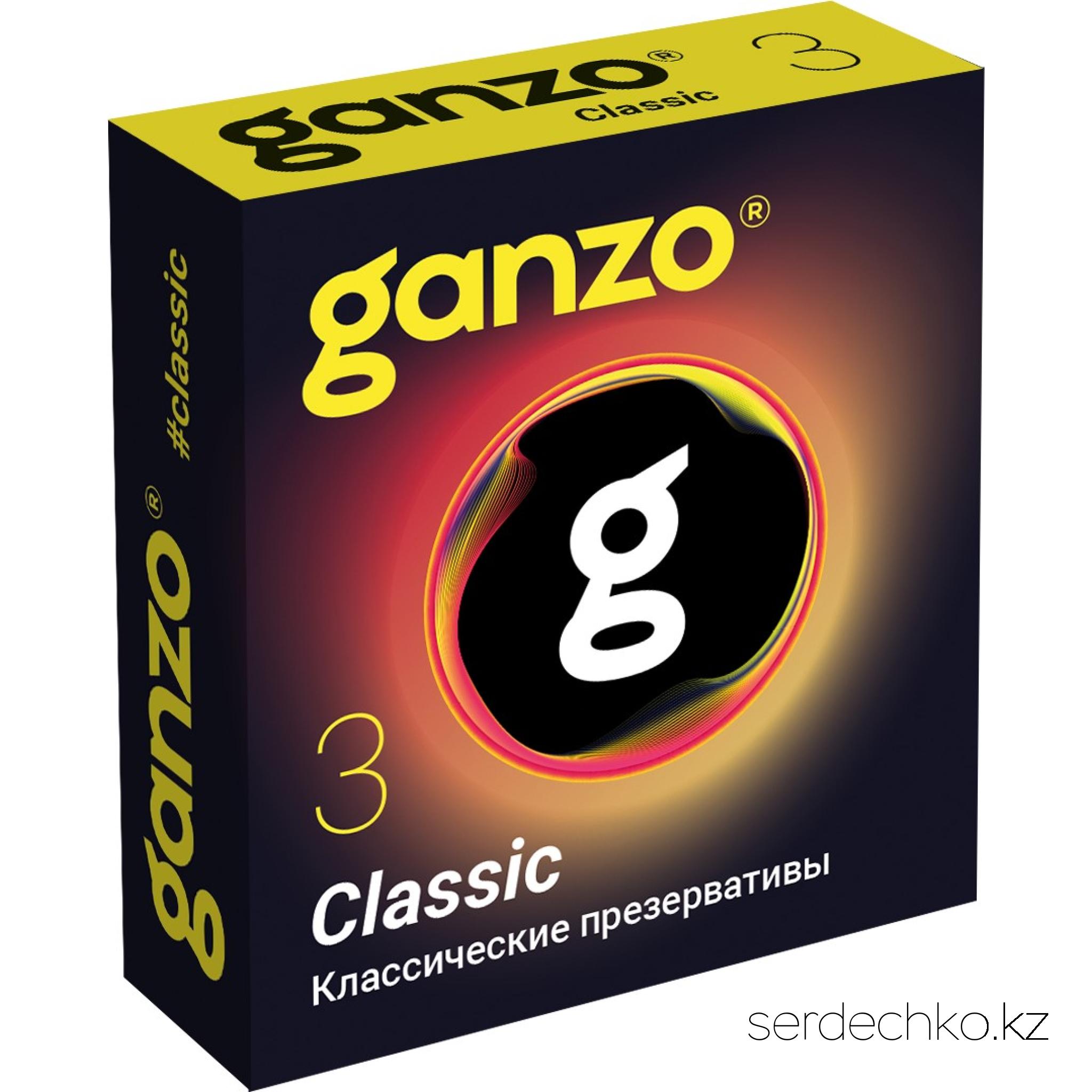 ПРЕЗЕРВАТИВЫ GANZO CLASSIC №3 (классические с обильной смазкой), 
	Прочные, надёжные, с обильной смазкой на силиконовый основе и практически неощутимые при занятии сексом — всё это о классических презервативах Ganzo Classic, которые являются отличным защитником секса от ненужных последствий. Легко надеваются и отлично сидят “по фигуре”, толщина стенки 0,06 мм.

	Ganzo – презервативный бренд родом из Великобритании, сочетающие в себе качество и доступную стоимость. Все презервативы проходят через 5-ступенчатую систему тестирования электроникой. Натуральный латекс премиального качества и гипоаллергенная смазка на силиконовой основе в составе обеспечат гладкое скольжение во время фрикций. Обязательная сертификация подтверждает качество и безопасность продукции Ganzo.
