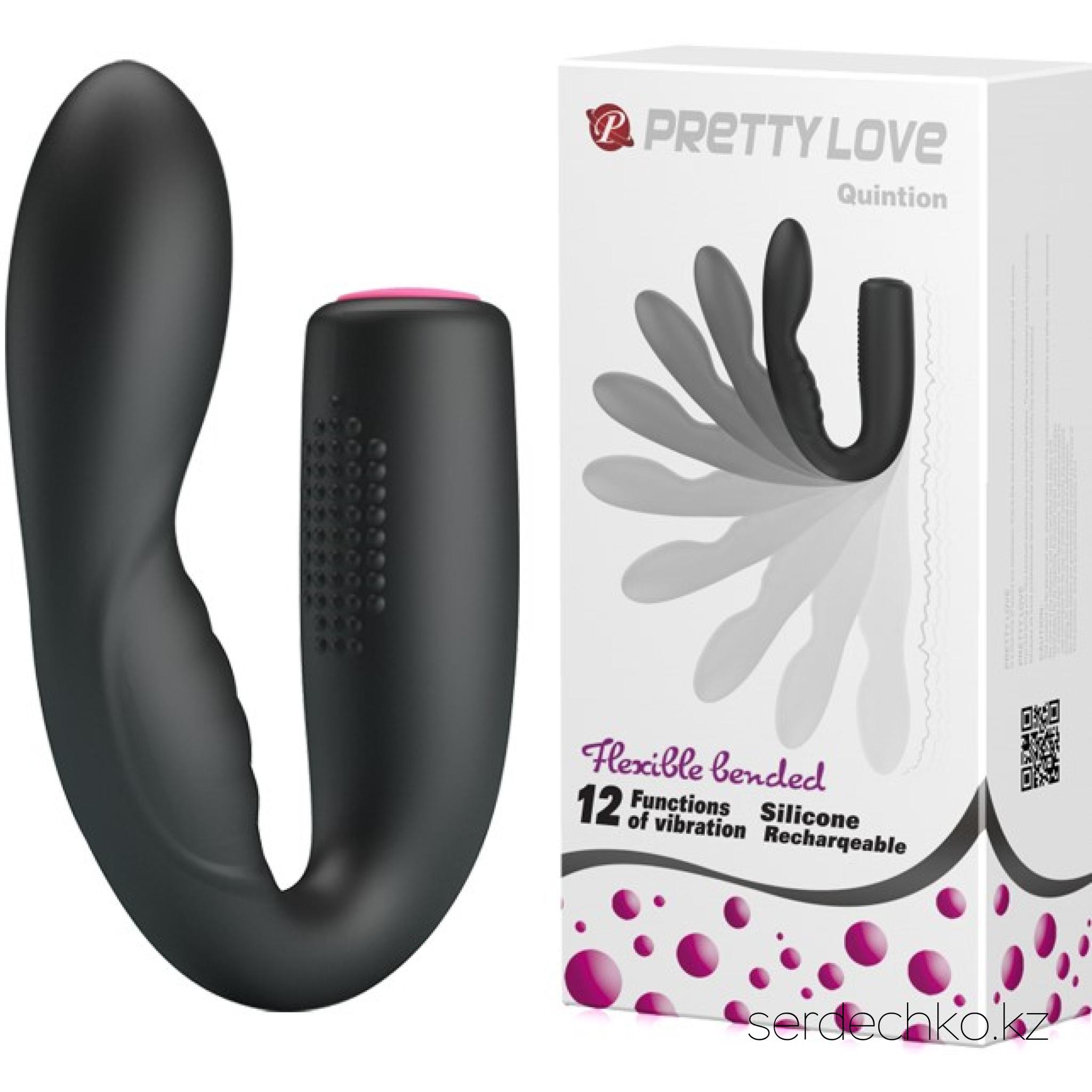 Гибкий вибратор Pretty Love , 
	Гибкая С-образная форма позволяет соединению точно соответствовать уникальным изгибам, охватывая точку g изнутри и массируя клитор снаружи. На каждом конце находится специальный моторчик, обеспечивающий прямую стимуляцию ключевых эрогенных зон - реалистичный конец предназначен для введения, в то время как более широкий естественно прилегает к клитору и прилегающей области. Оба конца текстурированы для максимального ощущения.
