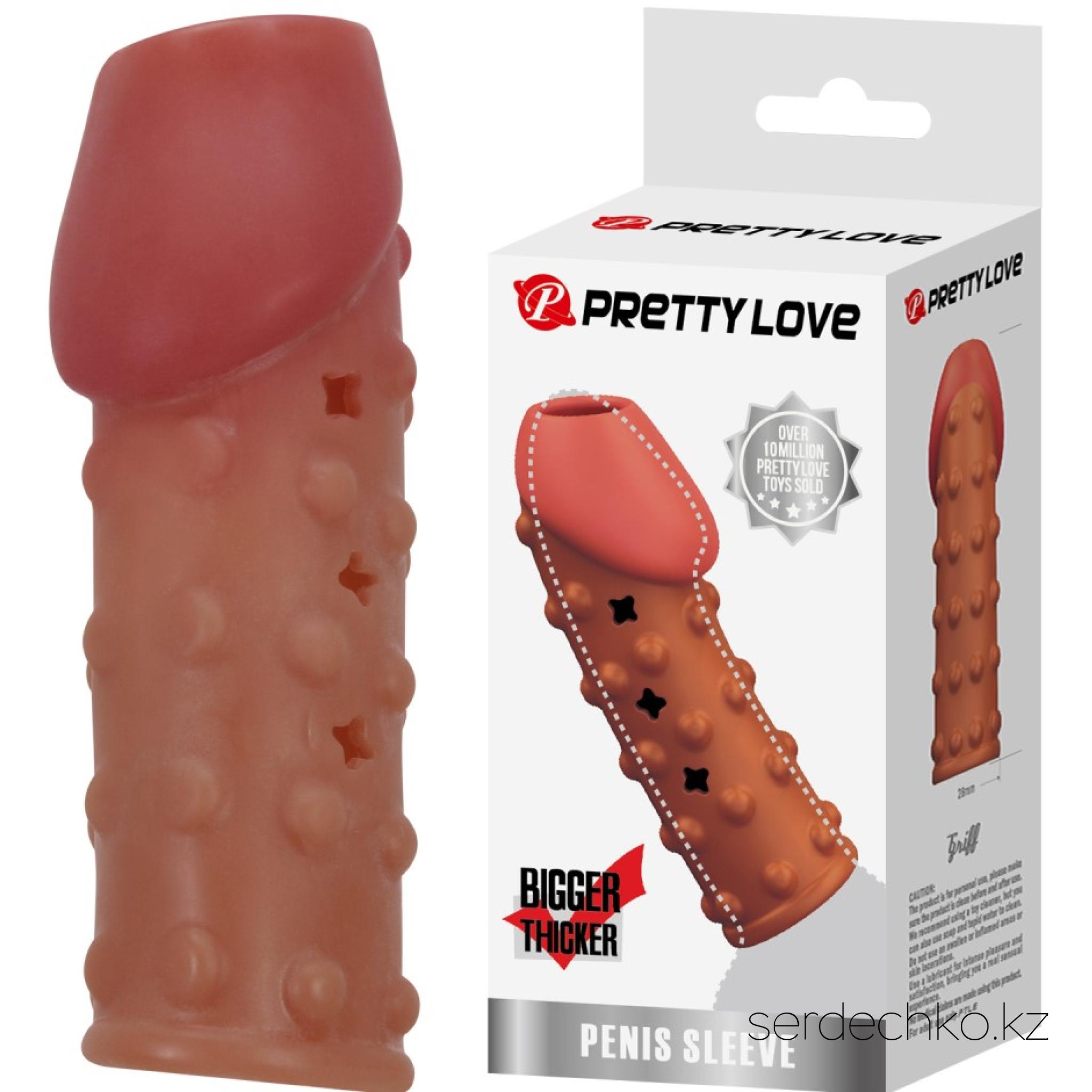 Насадка на пенис Pretty Love, 
	Усильте эрекцию с этой мягкой насадкой из TPR. Эластичная, она подходит для любого размера, удерживая кровь для стойкости. Снижает чувствительность головки, продлевая близость. Водонепроницаемая, идеальна для тренировок потенции. Упаковка: 135×70×50 мм. Просто наденьте и удивите партнёра!
