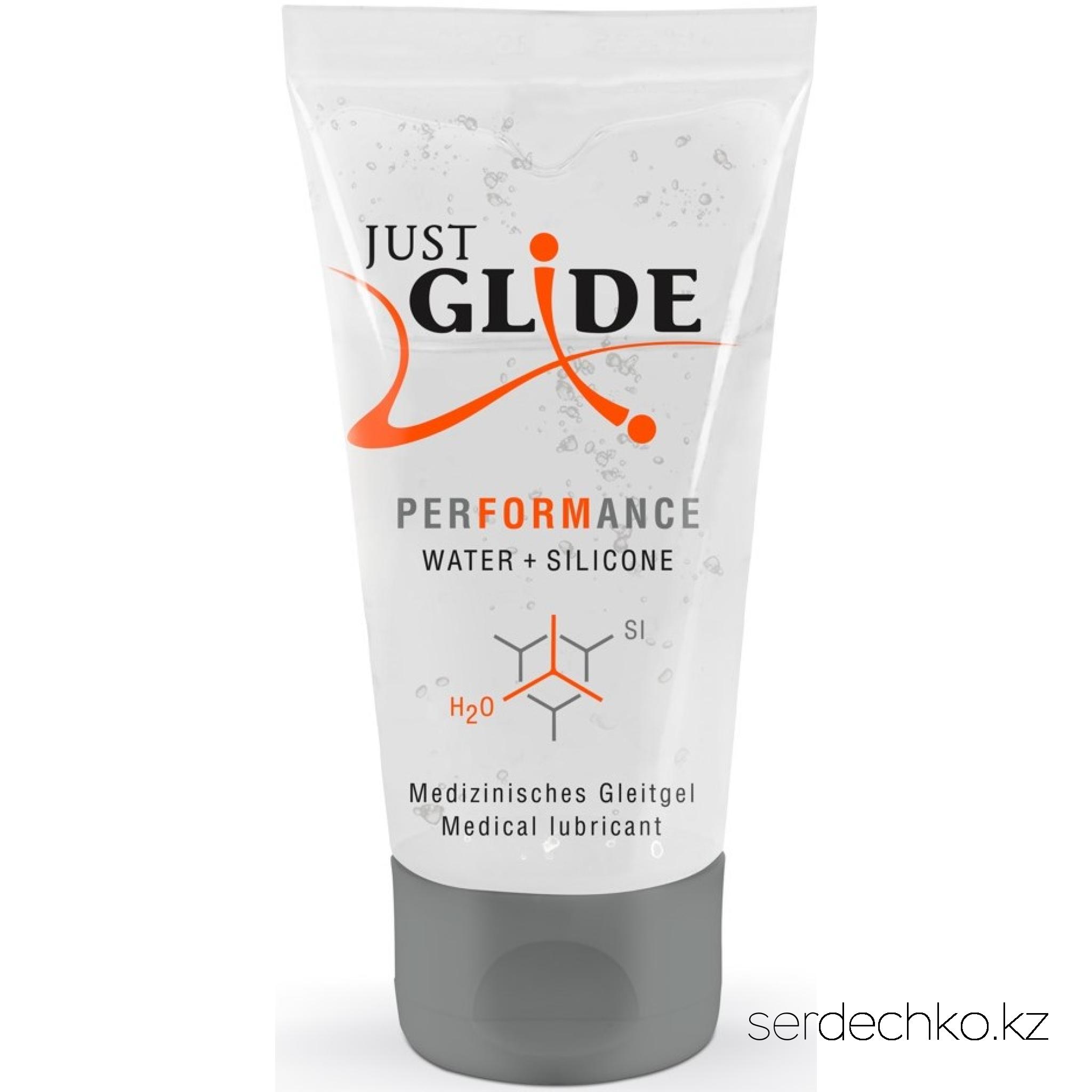 Just Glide Performance  Лубрикант на гибридной основе, 50 мл, 
	Just Glide Performance идеально подходит для продолжительного секса! Медицинская смазка на водной основе содержит часть силикона, что означает, что она имеет удивительно скользкую текстуру и обеспечивает удивительную долговременную смазку. Делает кожу удивительно мягкой и гладкой. Веганский, без запаха и вкуса. Нежирный, легко смывается. Безопасен для использования с латексными презервативами.
