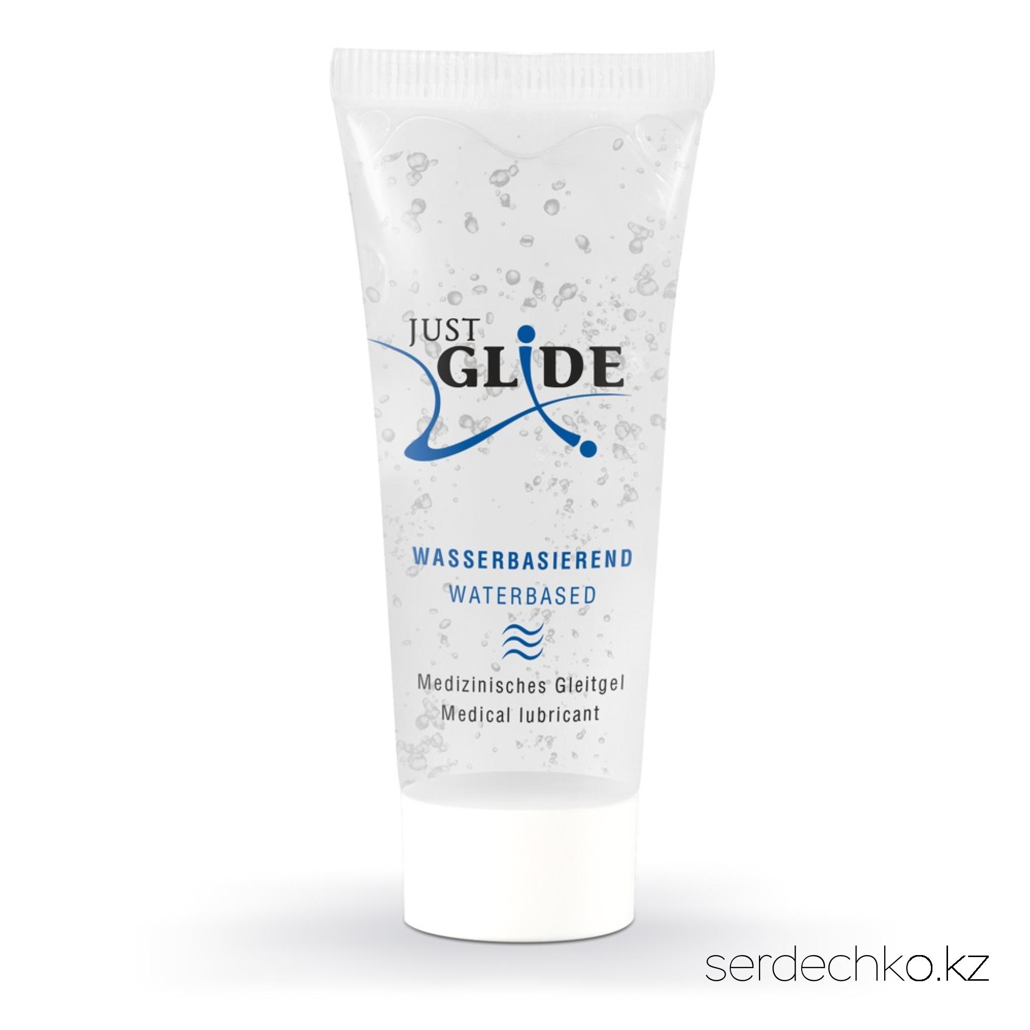 Лубрикант на водной основе Just Glide Waterbased, 20 мл, 
	Лубрикант Just Glide Waterbased - классическое сочетание мягкой формулы и длительного увлажнения во время интимной близости. Лубрикант на водной основе способствует нежному и приятному проникновению и идеальному скольжению. 

	Just Glide Waterbased - качественный лубрикант на водной основе, который не содержит в своем составе вредных веществ и является полностью безвредным для здоровья. Смазка имеет приятную нежную консистенцию и прекрасно увлажняет интимные участки. Лубрикант подарит Вам идеальное длительное скольжение, прекрасное увлажнение и только чувственные приятные ощущения от секса. С Just Glide Waterbased Вы забудете, что такое сухость интимных зон, неприятные болезненные трения и общий дискомфорт во время секса.

	Водная основа лубриканта позволяет Вам использовать его не только во время секса с партнером, но и во время игр с любыми видами секс-игрушек. Смазка не оставляет следов и пятен. Легко смывается обычной водой.
