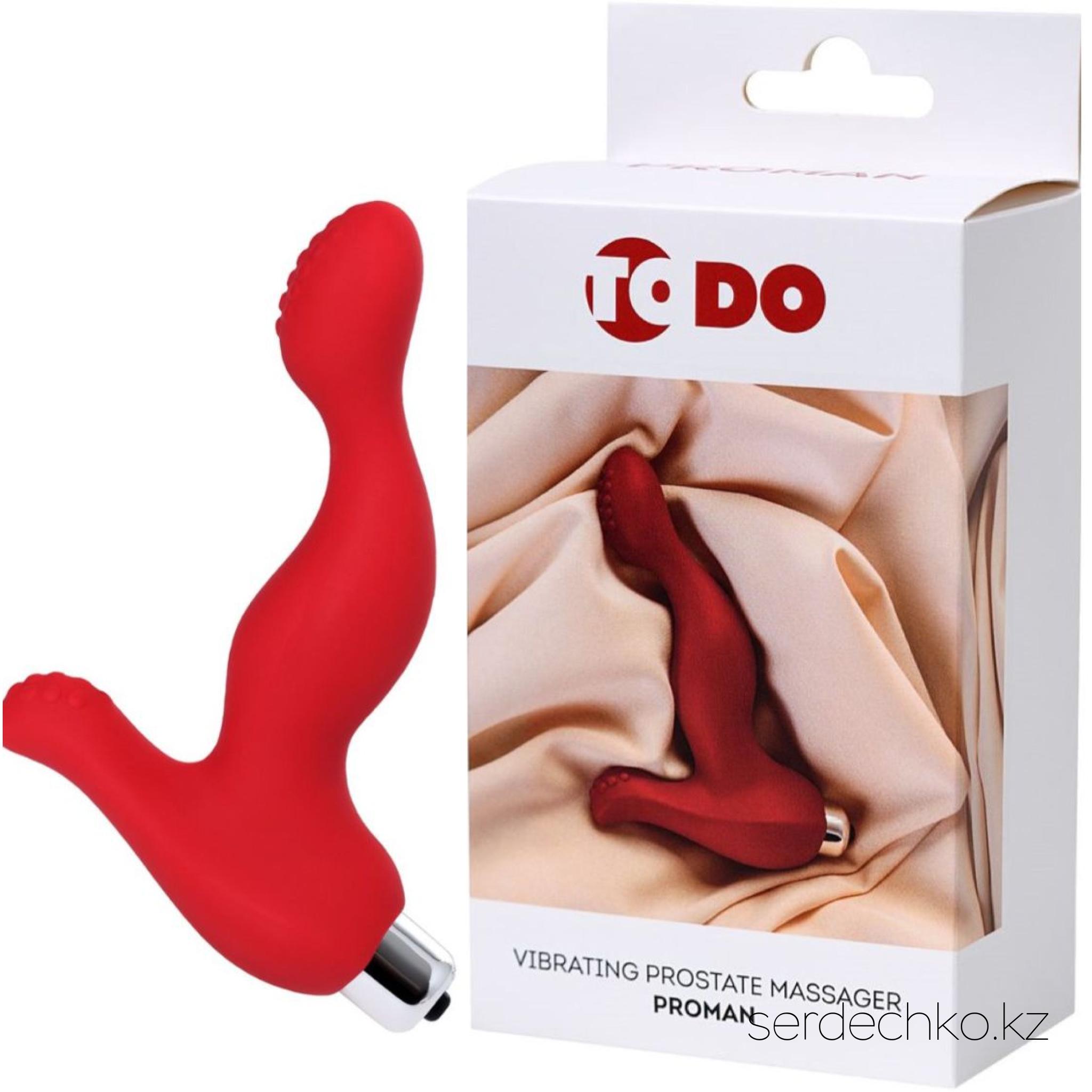 Вибростимулятор простаты ToDo by Toyfa Proman, 
	Вибростимулятор простаты ToDo by Toyfa Proman, силикон, красный, 12,5 см

	Proman Гибкий материал, анатомическая форма и небольшой размер гарантируют комфортный и эффективный массаж простаты. Вибрация усилит эффект от массажа и доставит удовольствие каждой клеточке тела. Съемная вибропуля работает от 3×LR44 батареек (в комплекте).
