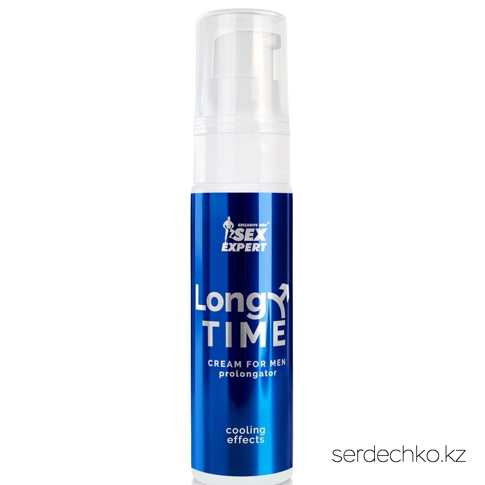 Крем для мужчин LONG TIME серии Sex Expert для мужчин 28 г , 
	Лёгкий мужской крем-пролонгатор с охлаждающим эффектом. Обладает нежной консистенцией, увлажняет и бережно снижает чувствительность.
	
	Во время интимной близости:
	- максимально продлевает половой акт;
	- через 5-10 минут после нанесения дарит длительное ощущение холодка;
	- не ослабляет желание заняться любовью;
	- сохраняет все ощущения;
	- помогает контролировать время наступления оргазма.
	
	Удобный дозатор способствует лёгкому нанесению крема. Компактный размер позволяет помещать флакон даже в небольшую сумочку и брать с собой, например, на свидание или в путешествие.
	
	ЧЕМ БОЛЬШЕ КРЕМА, ТЕМ СИЛЬНЕЕ ЭФФЕКТ!
	
	Способ применения: нежными массирующими движениями нанесите крем на кожу полового члена. Дождитесь полного впитывания. В первый раз используйте небольшое количество средства. Если действие покажется слабым, количество крема можно увеличить.
